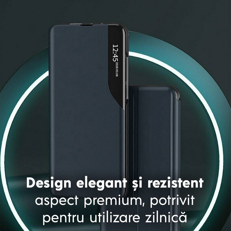 Husa pentru Xiaomi 17T Tip Carte, S-View, Functie de Stand, Calitate Premium, Antisoc, Protectie Sporita, Albastru