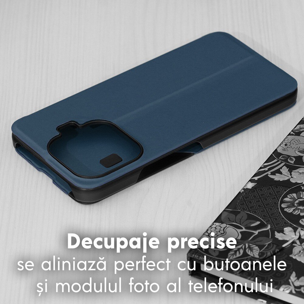 Husa pentru Xiaomi 17T Tip Carte, S-View, Functie de Stand, Calitate Premium, Antisoc, Protectie Sporita, Albastru