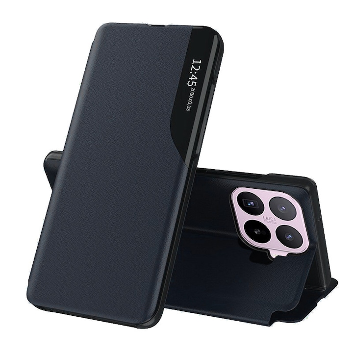 Husa pentru Xiaomi 17T Tip Carte, S-View, Functie de Stand, Calitate Premium, Antisoc, Protectie Sporita, Albastru