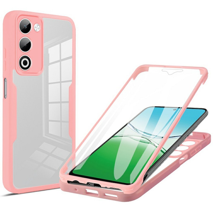 Husa + Folie pentru Oppo A5 4G / A5 5G, SKYDDAR INNOVATION, [Pachet 360°] ColorVerse, set cu sticker, Roz