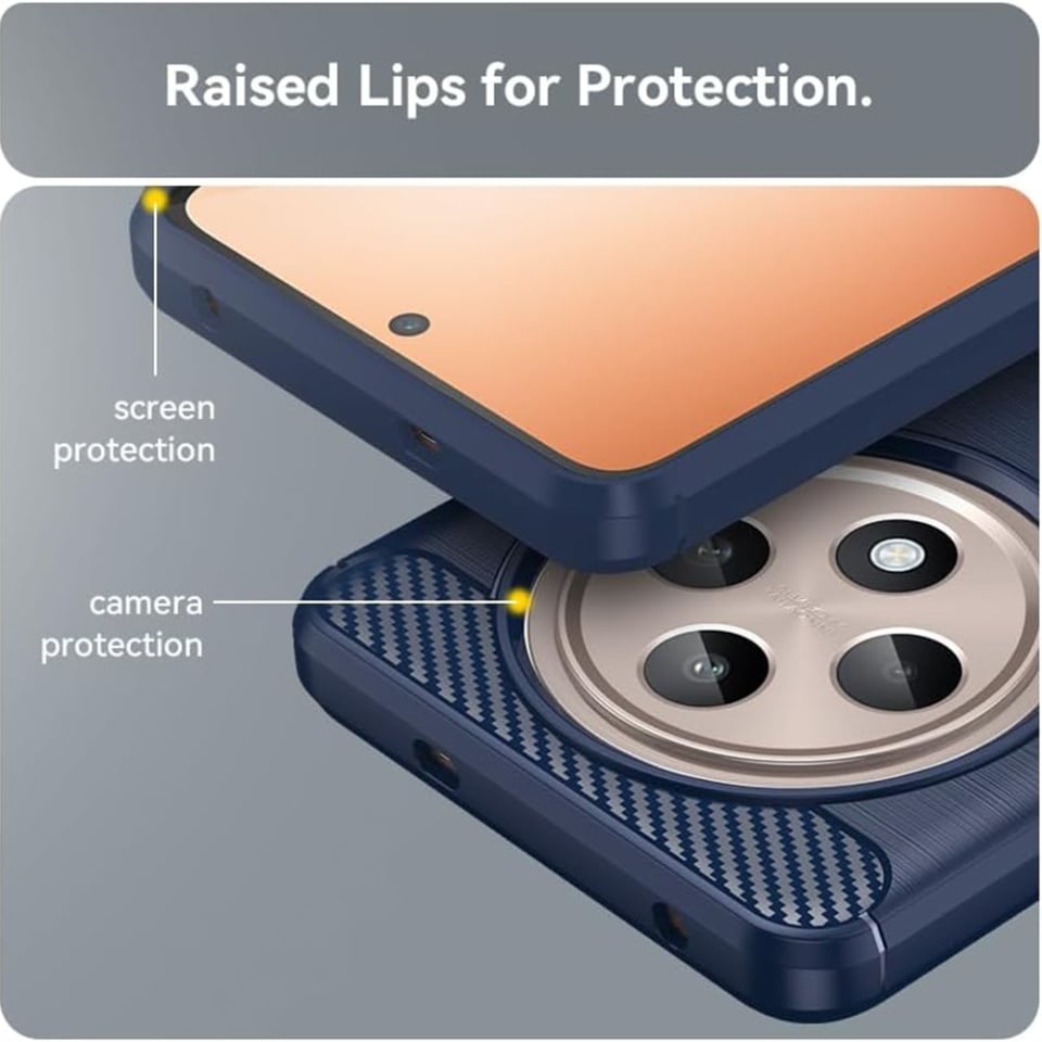 Husa pentru Oppo Reno12 F 5G / Reno12 FS 5G / Reno12 F 4G / Reno12 FS 4G, SKYDDAR INNOVATION, Carbon Silicone, din Silicon Slim, cu textura Fibra Carbon, set cu sticker, Albastru