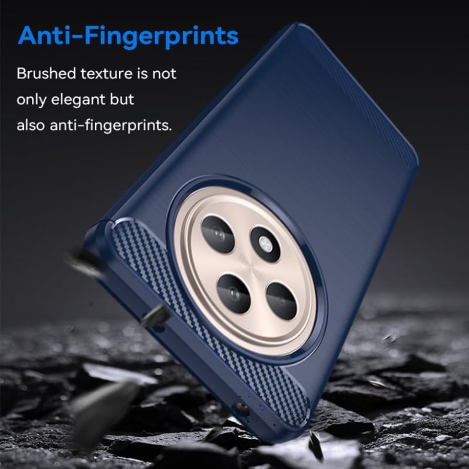 Husa pentru Oppo Reno12 F 5G / Reno12 FS 5G / Reno12 F 4G / Reno12 FS 4G, SKYDDAR INNOVATION, Carbon Silicone, din Silicon Slim, cu textura Fibra Carbon, set cu sticker, Albastru
