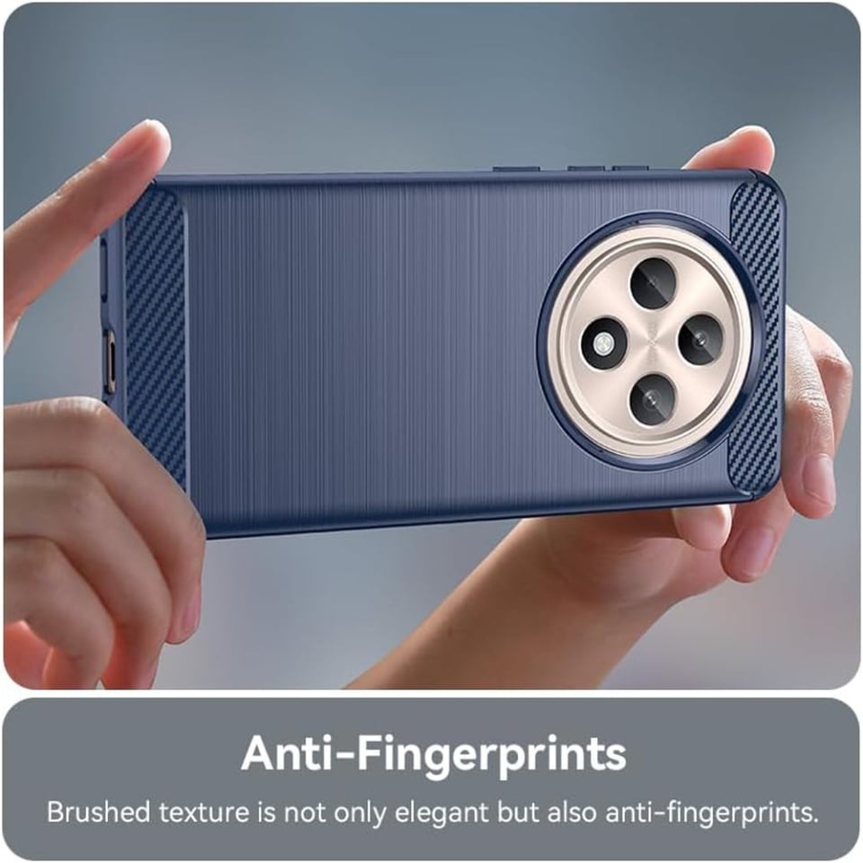 Husa pentru Oppo Reno12 F 5G / Reno12 FS 5G / Reno12 F 4G / Reno12 FS 4G, SKYDDAR INNOVATION, Carbon Silicone, din Silicon Slim, cu textura Fibra Carbon, set cu sticker, Albastru