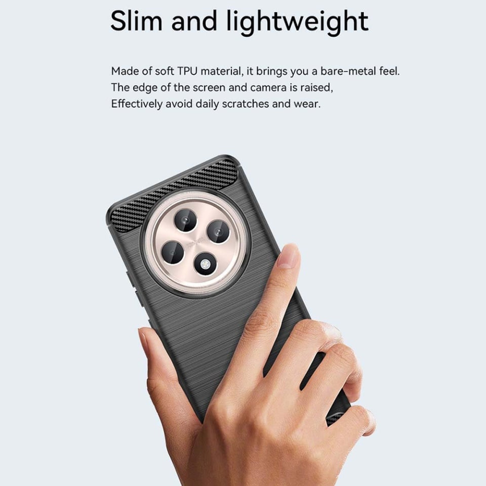 Husa pentru Oppo Reno12 F 5G / Reno12 FS 5G / Reno12 F 4G / Reno12 FS 4G, SKYDDAR INNOVATION, Carbon Silicone, din Silicon Slim, cu textura Fibra Carbon, set cu sticker, Albastru
