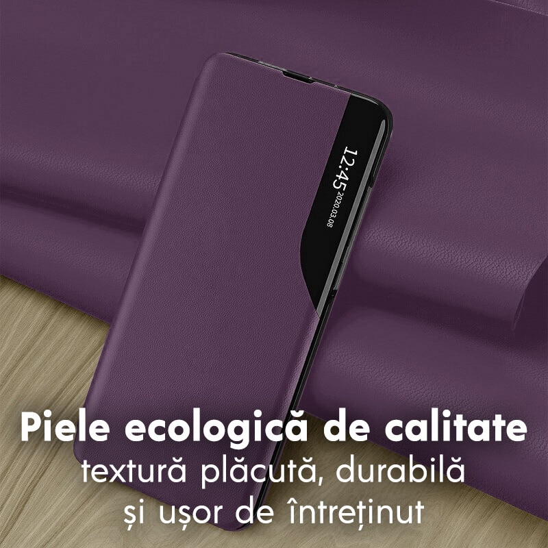Husa pentru Xiaomi 17T Tip Carte, S-View, Functie de Stand, Calitate Premium, Antisoc, Protectie Sporita, Mov