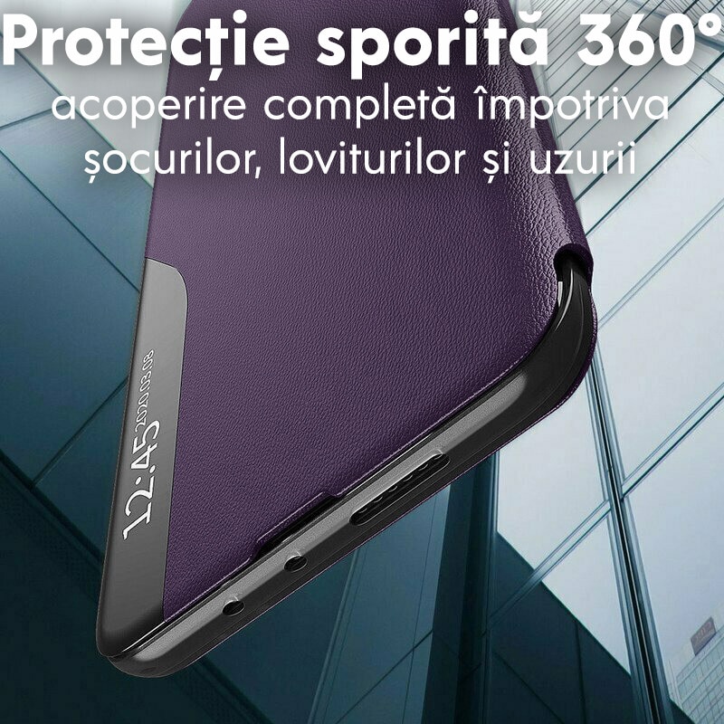 Husa pentru Xiaomi 17T Tip Carte, S-View, Functie de Stand, Calitate Premium, Antisoc, Protectie Sporita, Mov