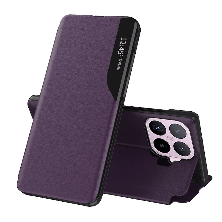Husa pentru Xiaomi 17T Tip Carte, S-View, Functie de Stand, Calitate Premium, Antisoc, Protectie Sporita, Mov