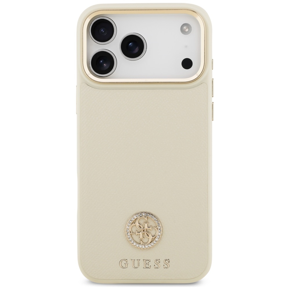 Carcasa Guess Grained Strass Logo cu MagSafe compatibila cu iPhone 17 Pro Max, Bej