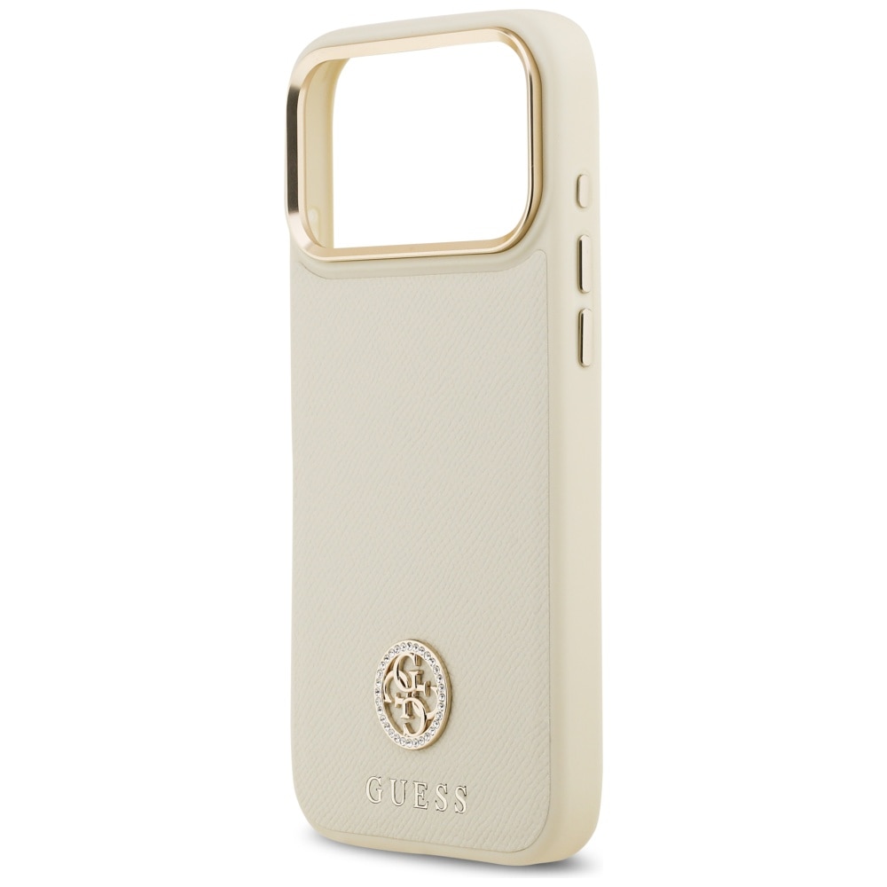 Carcasa Guess Grained Strass Logo cu MagSafe compatibila cu iPhone 17 Pro Max, Bej