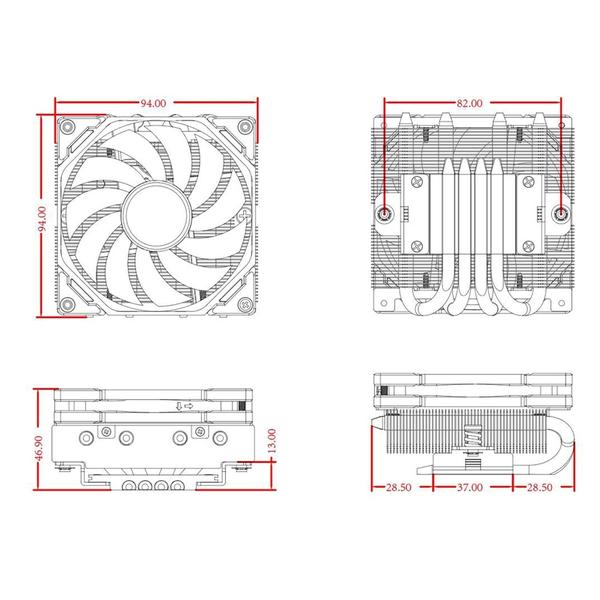 Cooler CPU ID-Cooling IS-40-XT, 4 heatpipe-uri direct touch de 6mm, 94x94x47mm, Negru