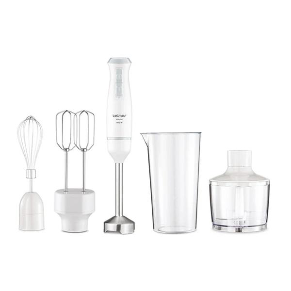 Blender de mana Zelmer Pulsa Premium ZHB4563S, 800 W, Turbo, Tocator, Pahar de masurare, Tel, Palete (Alb)