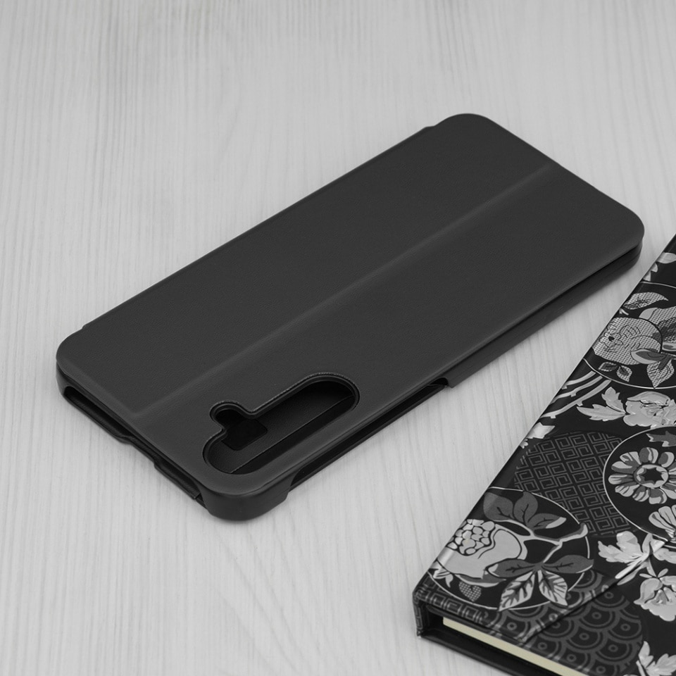 Husa pentru Samsung Galaxy A16 4G / Galaxy A16 5G, SKYDDAR INNOVATION, eFold, tip carte, set cu sticker, Negru