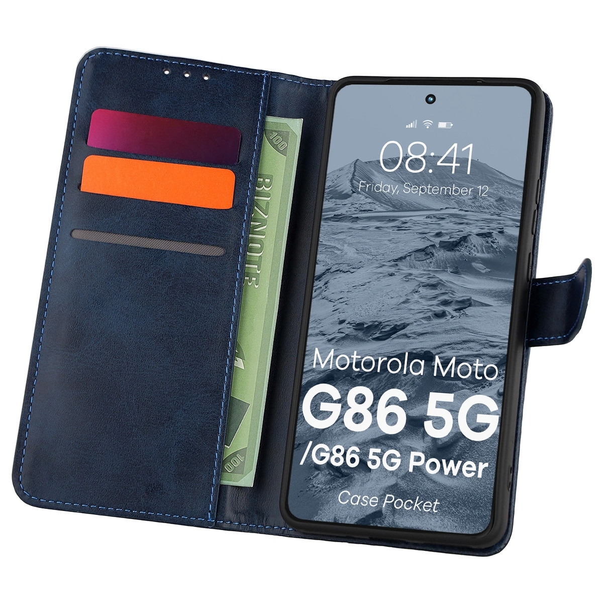 Husa, Bizon Case Pocket pentru Motorola Moto G86 5G / G86 Power 5G, Albastru Inchis