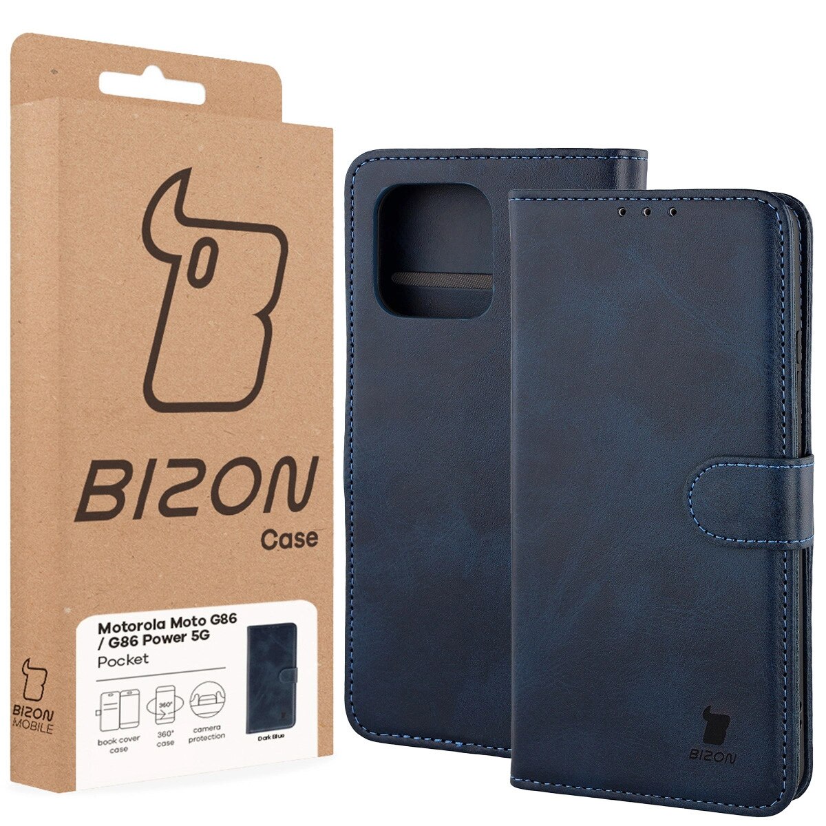 Husa, Bizon Case Pocket pentru Motorola Moto G86 5G / G86 Power 5G, Albastru Inchis
