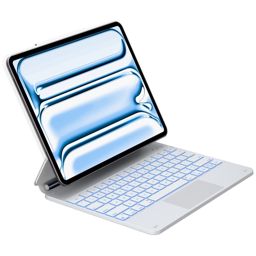 Husa cu tastatura Typecase Edge compatibila cu iPad Air 13 inch 2024 / 2025, 500mAh, USB-C, Alb