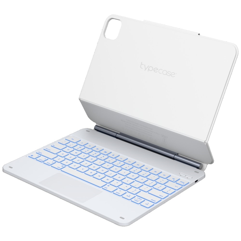 Husa cu tastatura Typecase Edge compatibila cu iPad Air 13 inch 2024 / 2025, 500mAh, USB-C, Alb