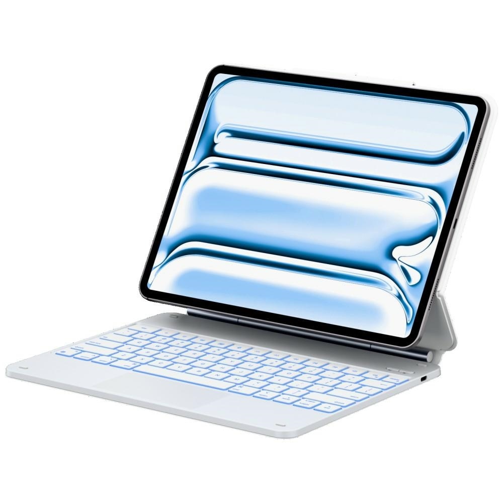Husa cu tastatura Typecase Edge compatibila cu iPad Air 13 inch 2024 / 2025, 500mAh, USB-C, Alb
