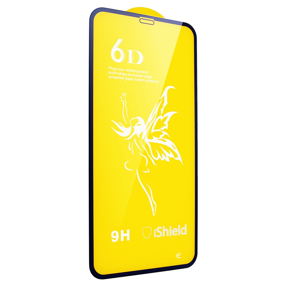 Folie sticla pentru iPhone 11 - Tempered Glass MAGIC 6D, Full Glue, protectie ecran, transparenta cu margini negre, usor curbate iShield® Contur negru Transparenta