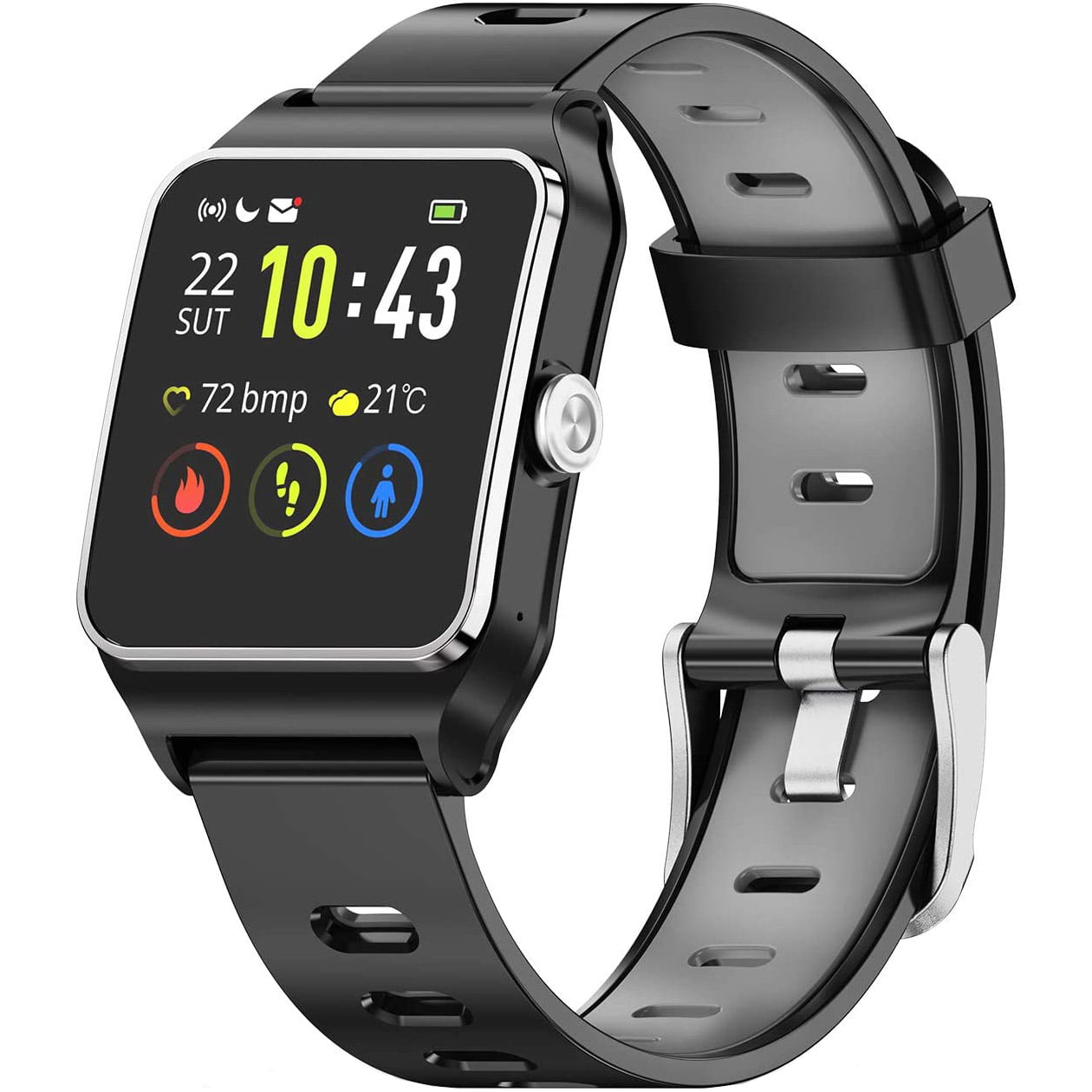 Ceas Smartwatch HolyHigh P1C, HR, GPS, Silicon, IP68, Black