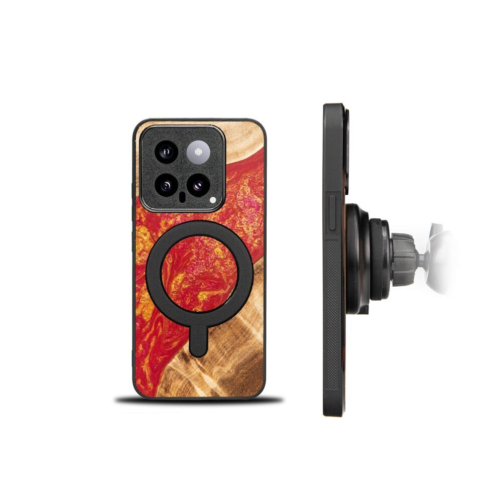 Husa telefon Bewood Unique pentru Xiaomi 14T, din lemn si rasina, 100% protectie, compatibila cu MagSafe, multicolor