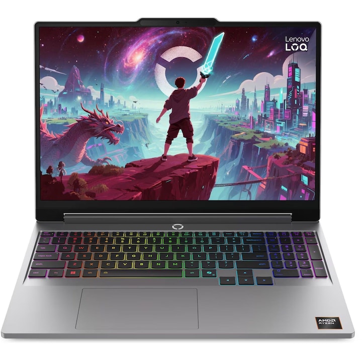 Laptop Lenovo LOQ 15AHP11 cu AMD Ryzen 7 250 (3.3/5.1GHz, 16M), 32 GB, 1TB M.2 NVMe SSD, NVIDIA RTX 5050 8GB GDDR7 DLSS 4, Free DOS, Gri