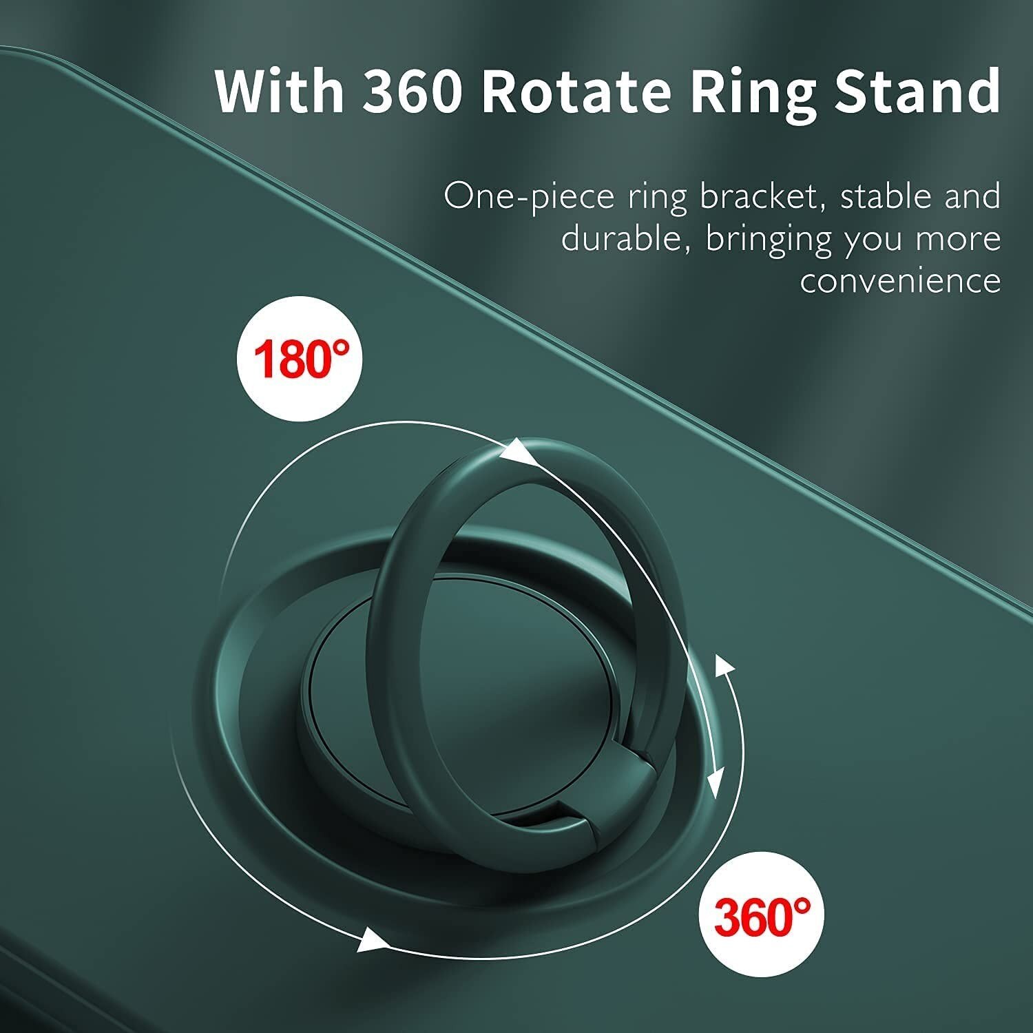 Husa protectie Flippy compatibila cu Apple iPhone 13 Liquid Silicone Ring cu suport rotativ Verde