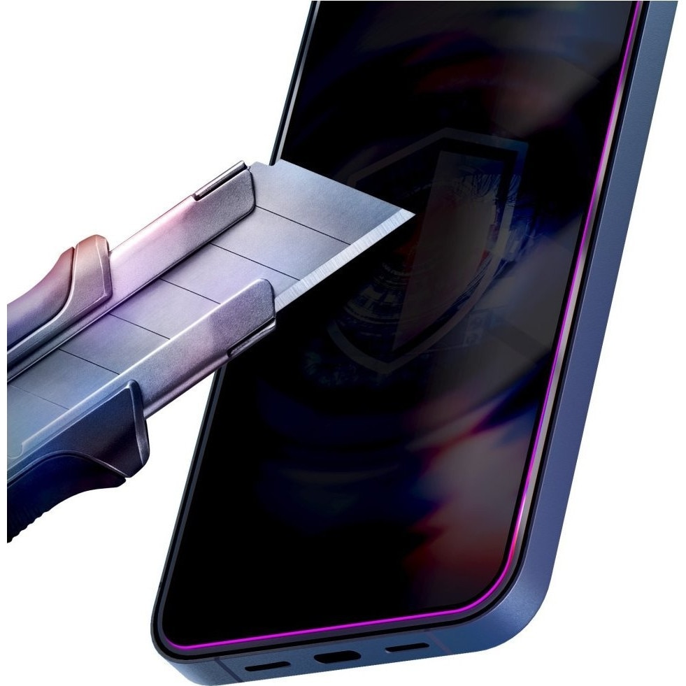 Folie din sticla temperata 3MK HardGlass Max Privacy, filtru de confidentialitate Full Cover, 9H, cadru negru, compatibil Apple iPhone 15/16, 0,3 mm