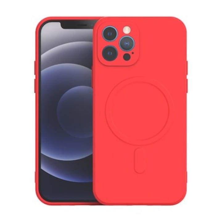 Husa protectie Flippy pentru iPhone 12 (6.1), Liquid MagSafe, ring-shaped, magnetica, Rosu