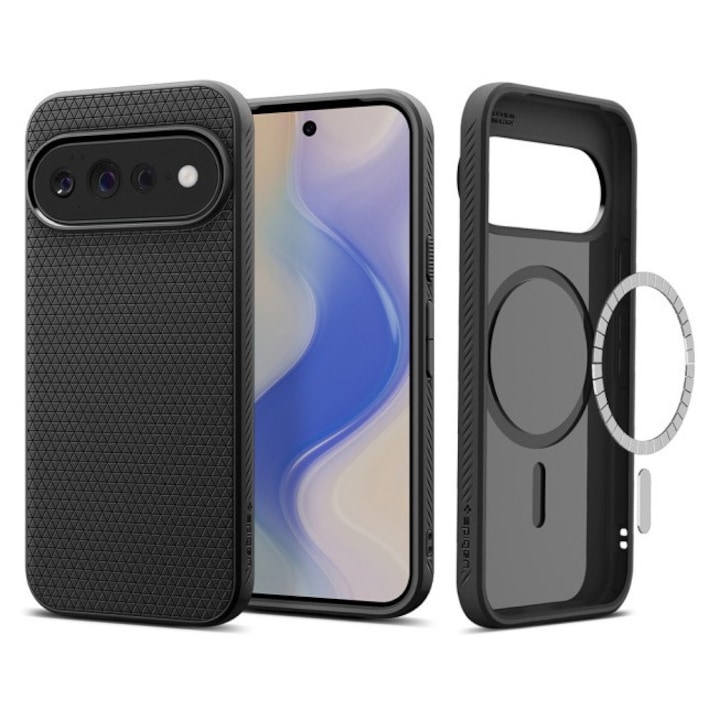 Husa Spigen Liquid MagSafe Compatibila Cu Google Pixel 11 Pro XL, Materiale Premium, Kit Curatare, Anti Soc, Silicon, Negru