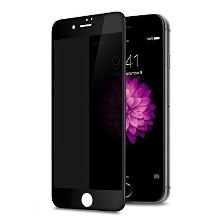Folie protectie din sticla securizata Privacy Glass Full Cover FULL GLUE Neagra compatibila cu iPhone 8 / iPhone 7