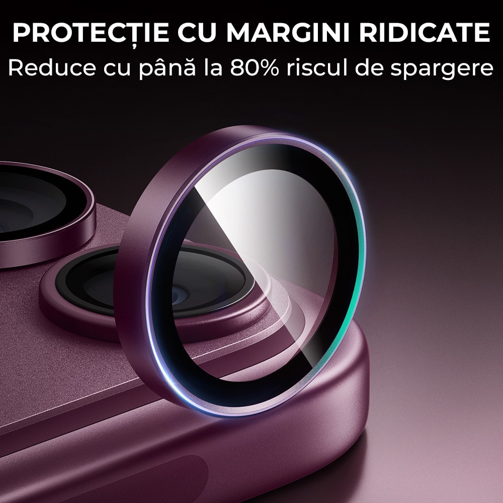 Folie Camera din sticla pentru iPhone 18 Pro Max, Full Cover, Protectie Profesionala, Daden, Ultra Rezistenta, Calitate Premium, Mov/Burgundiu