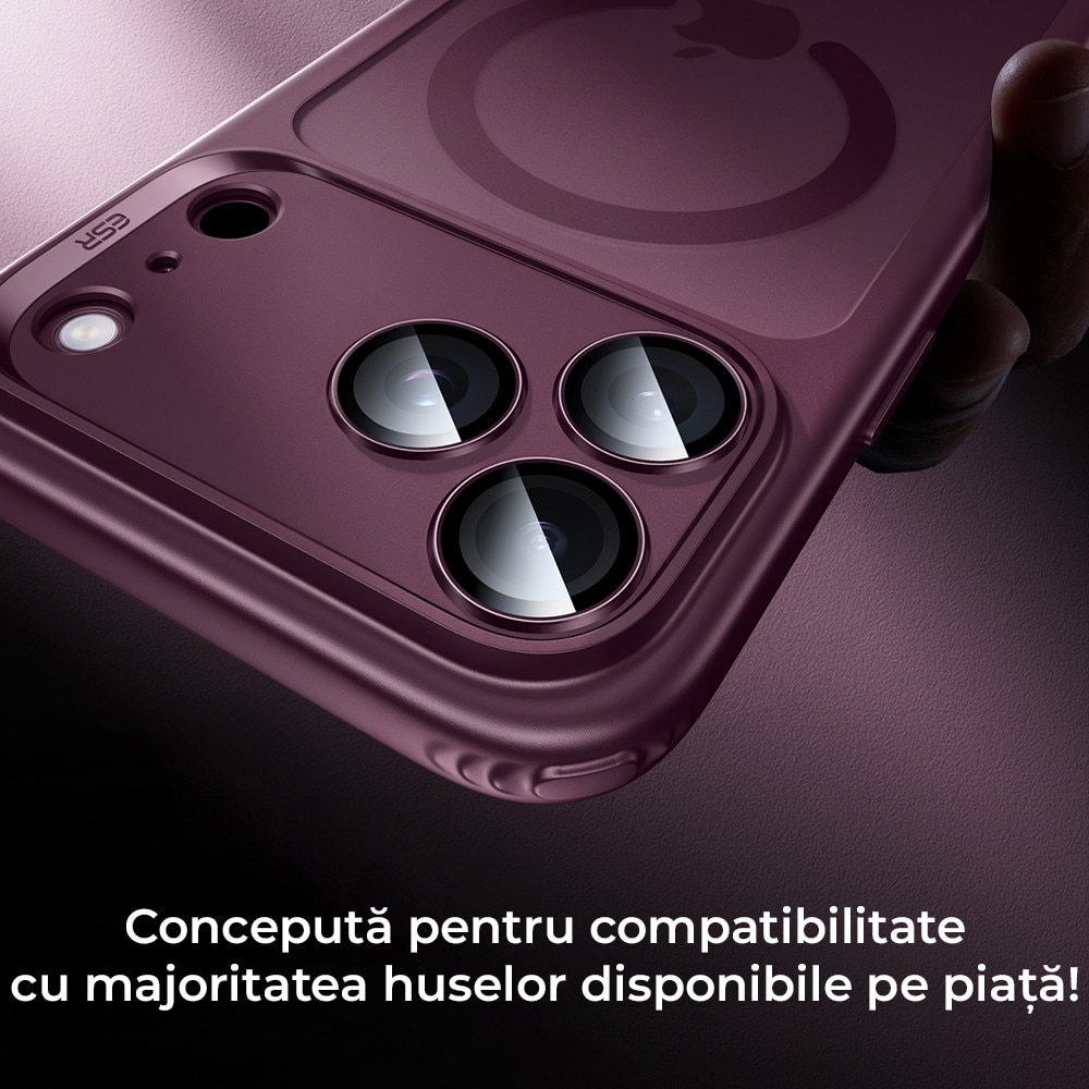 Folie Camera din sticla pentru iPhone 18 Pro Max, Full Cover, Protectie Profesionala, Daden, Ultra Rezistenta, Calitate Premium, Mov/Burgundiu