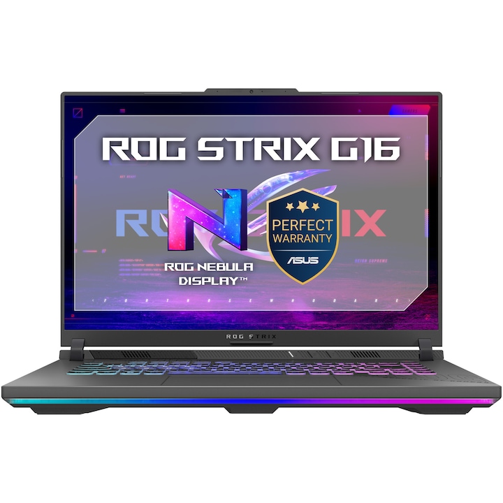 Laptop Gaming ASUS ROG Strix G16 G614PP cu procesor AMD Ryzen™ 9 8940HX pana la 5.3GHz, 16", Full HD+, IPS, 165Hz, 32GB DDR5, 1TB SSD, NVIDIA® GeForce RTX™ 5070 8GB GDDR7, No OS, Eclipse Gray