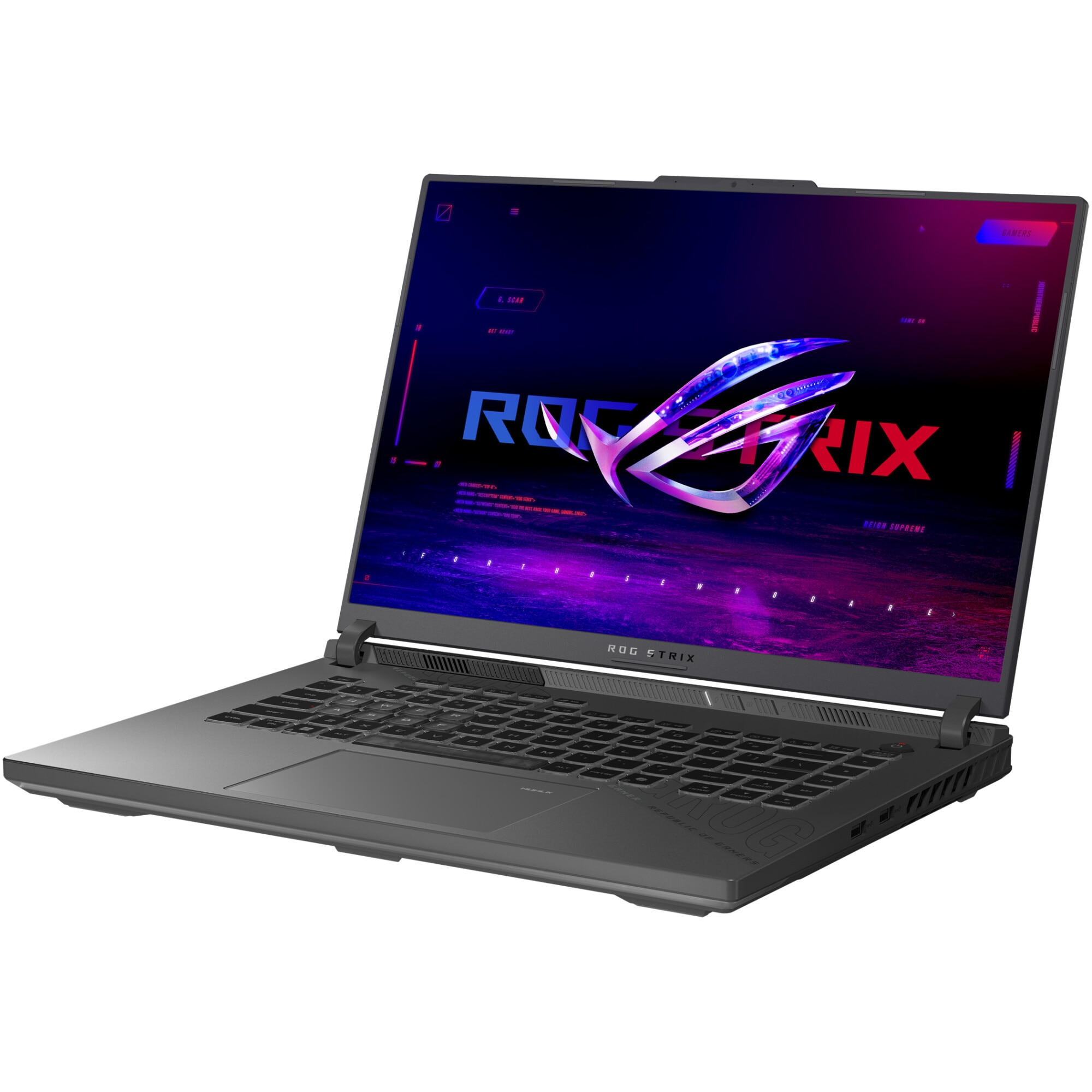 Laptop Gaming ASUS ROG Strix G16 G614PP cu procesor AMD Ryzen™ 9 8940HX pana la 5.3GHz, 16", Full HD+, IPS, 165Hz, 32GB DDR5, 1TB SSD, NVIDIA® GeForce RTX™ 5070 8GB GDDR7, No OS, Eclipse Gray