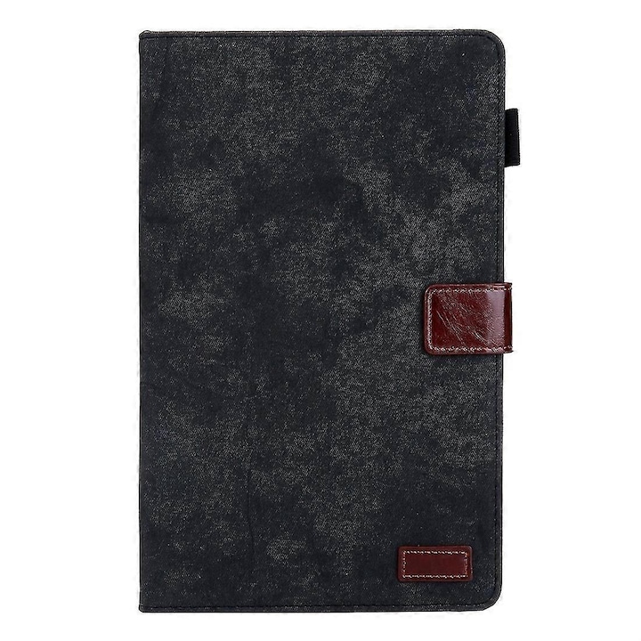 Husa pentru tableta Galaxy Tab S5e T720, din piele, cu suport si slot pentru card, negru cu accente maro