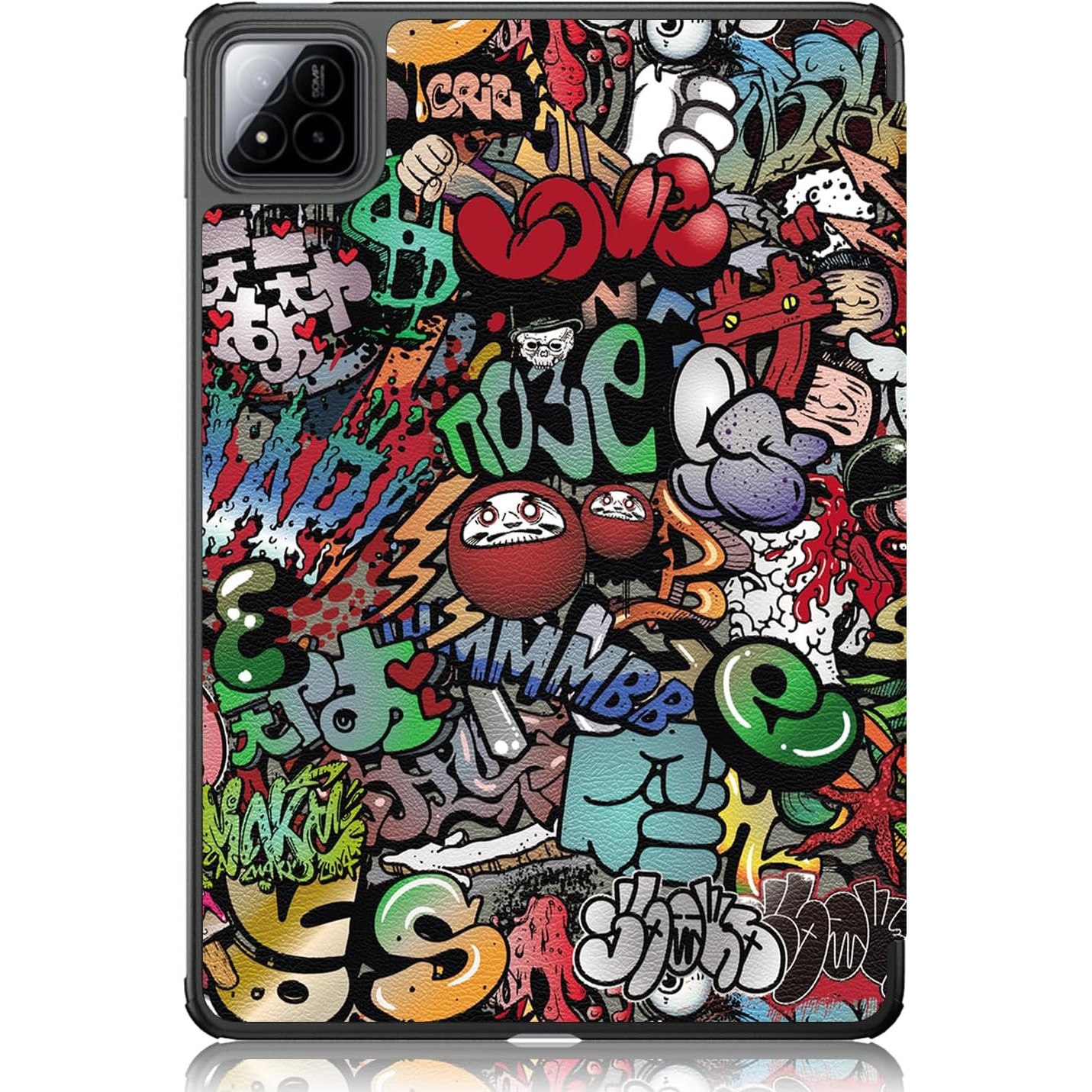 Husa Sigloo pentru tableta Xiaomi Pad 7 7 Pro/ 8/ 8 Pro, 11.2" (2024) – Slim, Tri-Fold Magnetic, Piele Ecologica, Suport Stand, Antisoc – model Graffiti