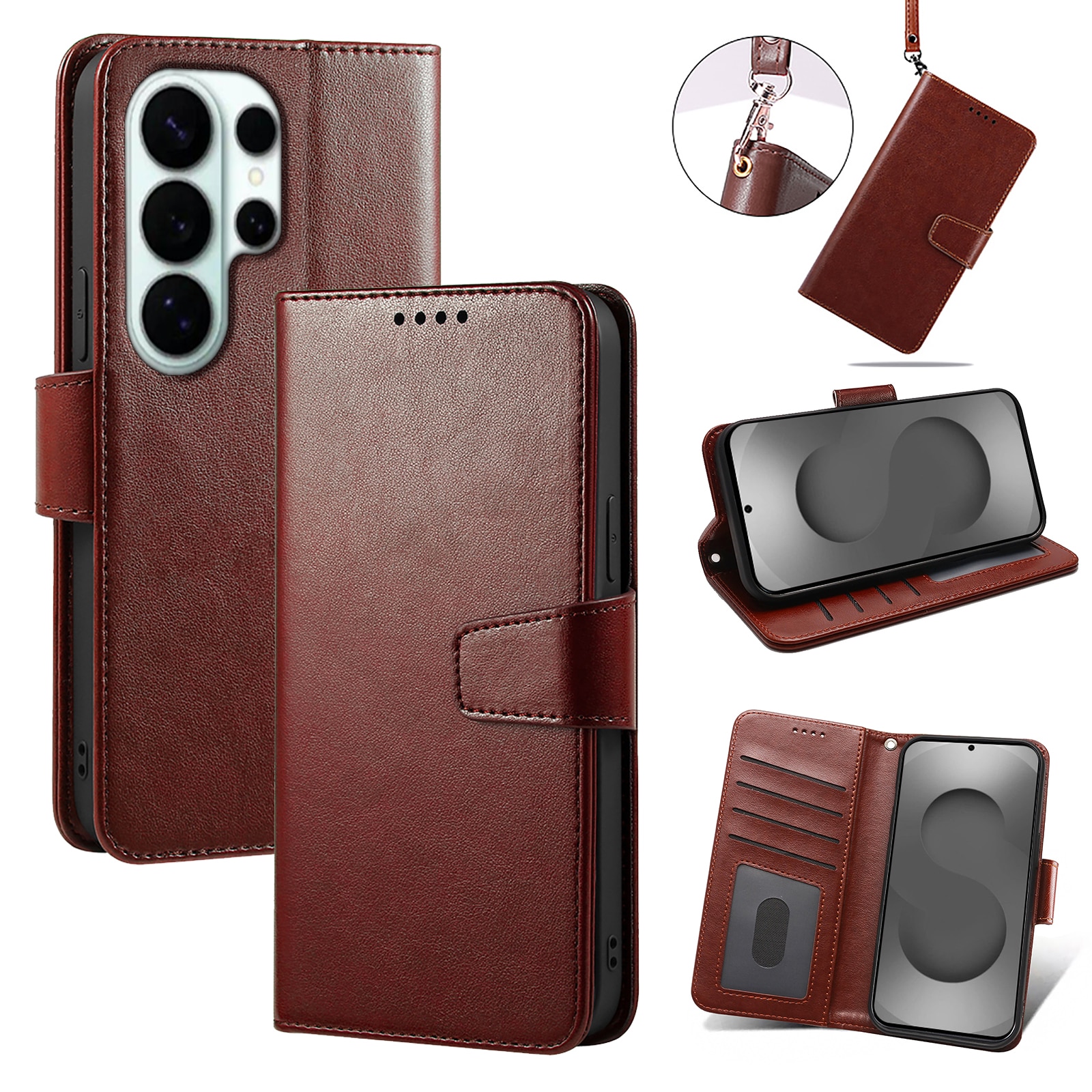 Husa pentru Samsung Galaxy S26 Ultra, Omelivon, piele fina, Diary Book, tip carte, cu Portofel Interior, stand, Inchidere Magnetica, Antisoc, Maro