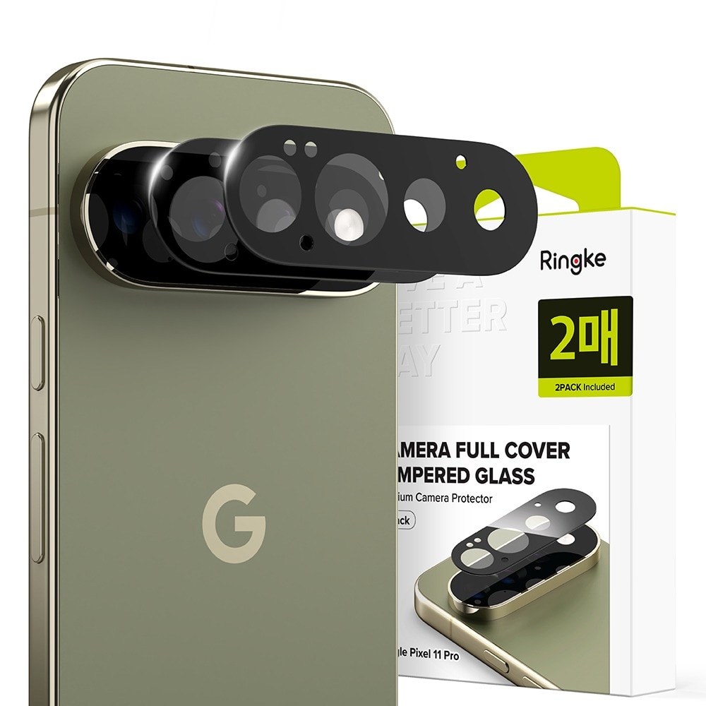 Set 2x Folie Camera pentru Google Pixel 11 Pro Ringke Full cover Glass, Aplicator automat, Instalare usoara, Protectie ridicata, Calitate Premium, Negru