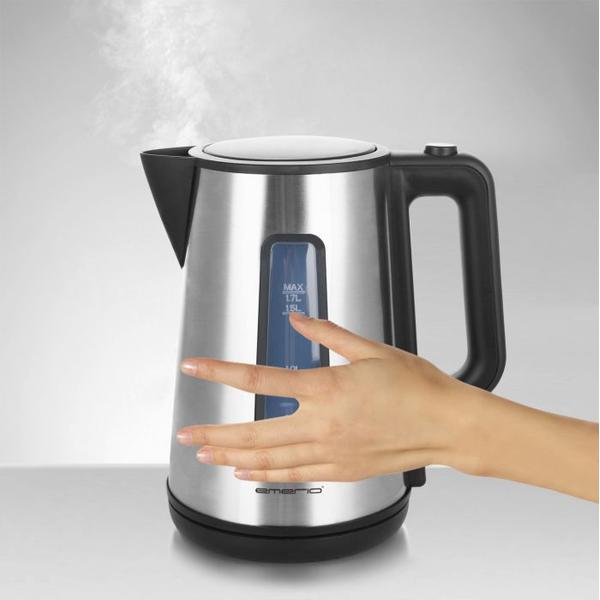 Fierbator de apa Emerio WK-122829, 1.7 L, 2200 W (Negru/Inox)