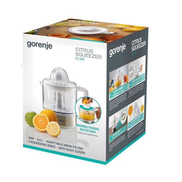 Storcator citrice GORENJE CJ30E, 0.8l, 30W, 1 treapta viteza (Alb/Argintiu)