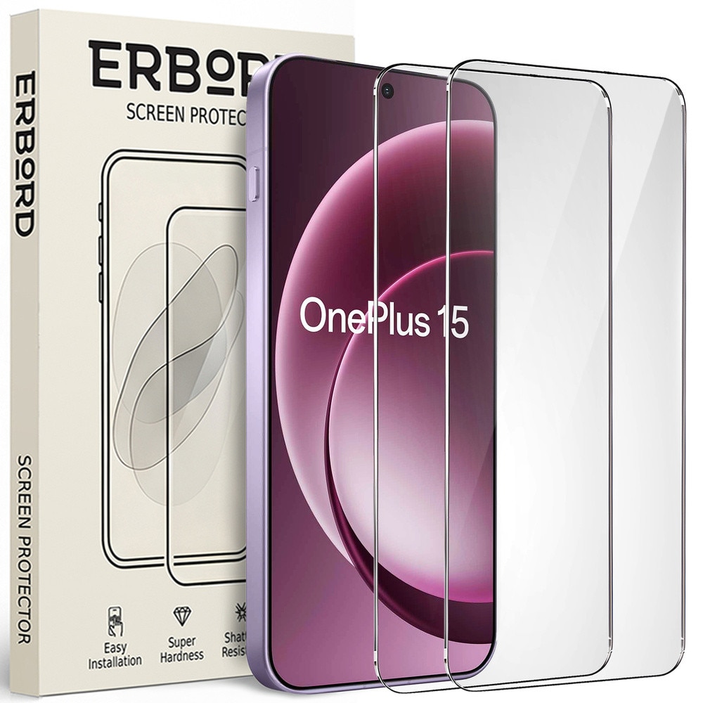 Set 2x Folii de Protectie ERBORD 9H Hard Glass pentru OnePlus 15R, transparent, usor de montat