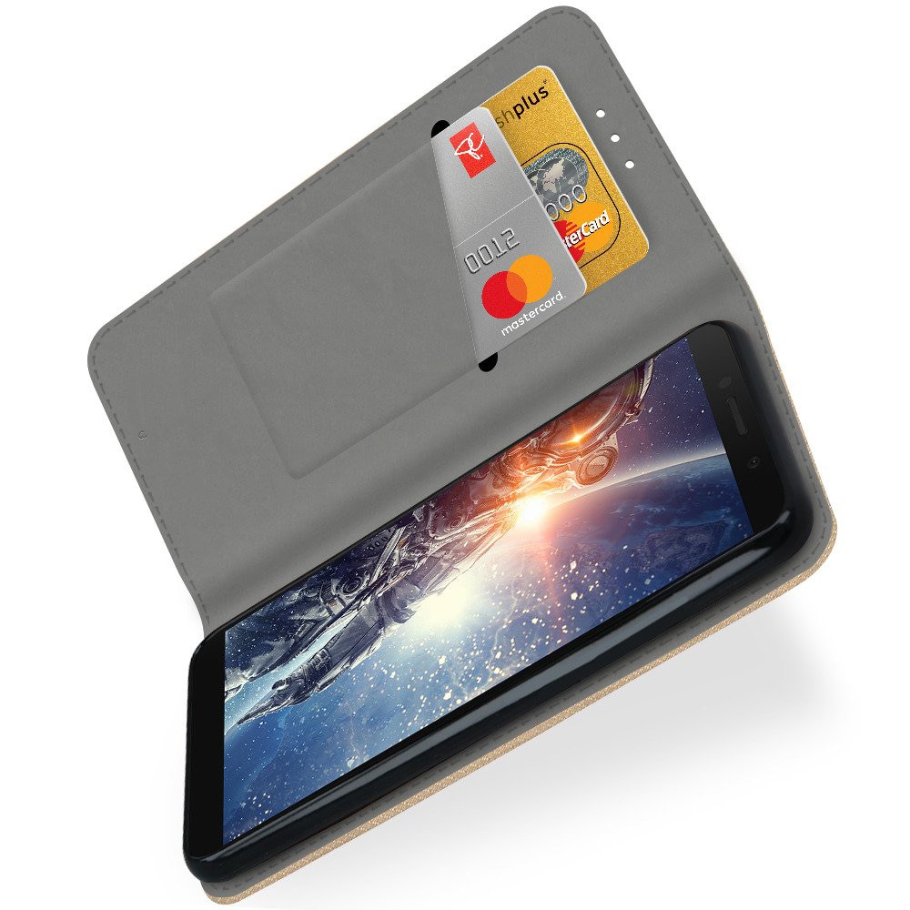 Husa G-Tech tip carte, premium book, inchidere magnetica, Huawei Y5P, Auriu