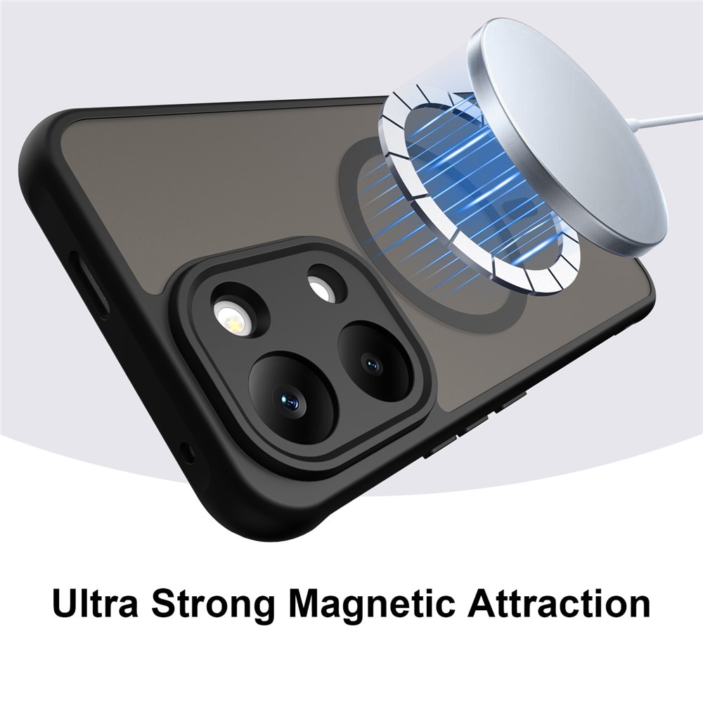 Husa pentru Xiaomi Redmi 17 4G, 5G cu protectie pentru lentile si MagFit EasyCharge, Ghost Series Anti-ingalbenire, frosted - negru