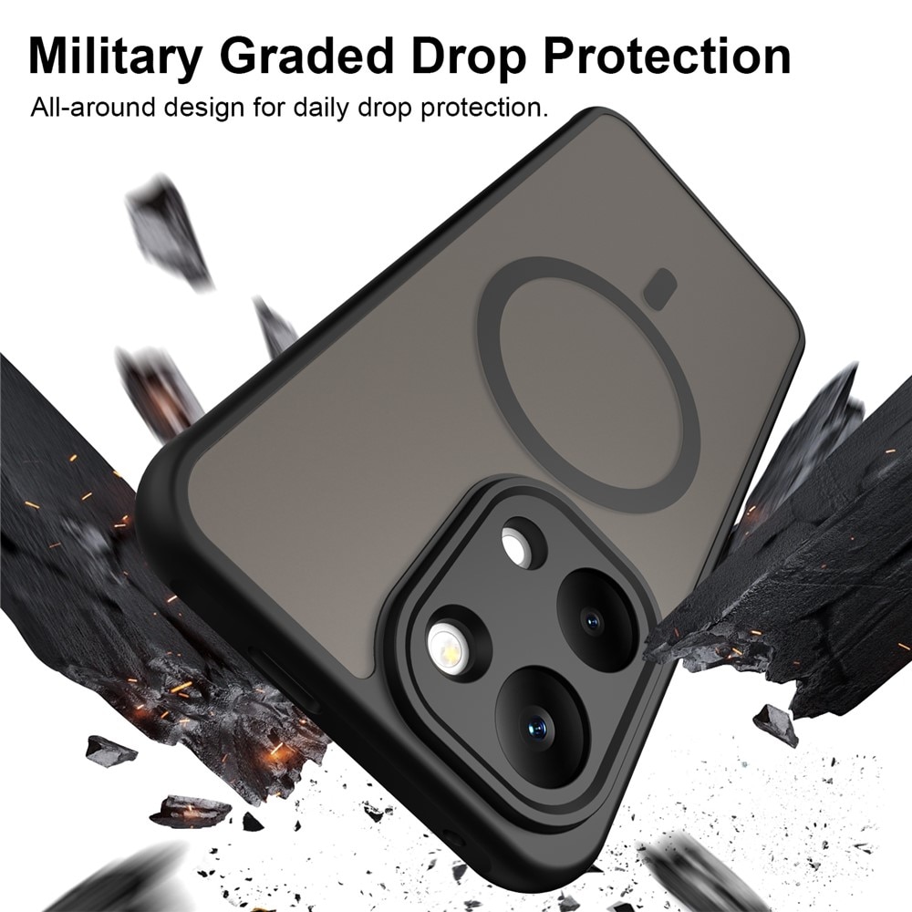 Husa pentru Xiaomi Redmi 17 4G, 5G cu protectie pentru lentile si MagFit EasyCharge, Ghost Series Anti-ingalbenire, frosted - negru