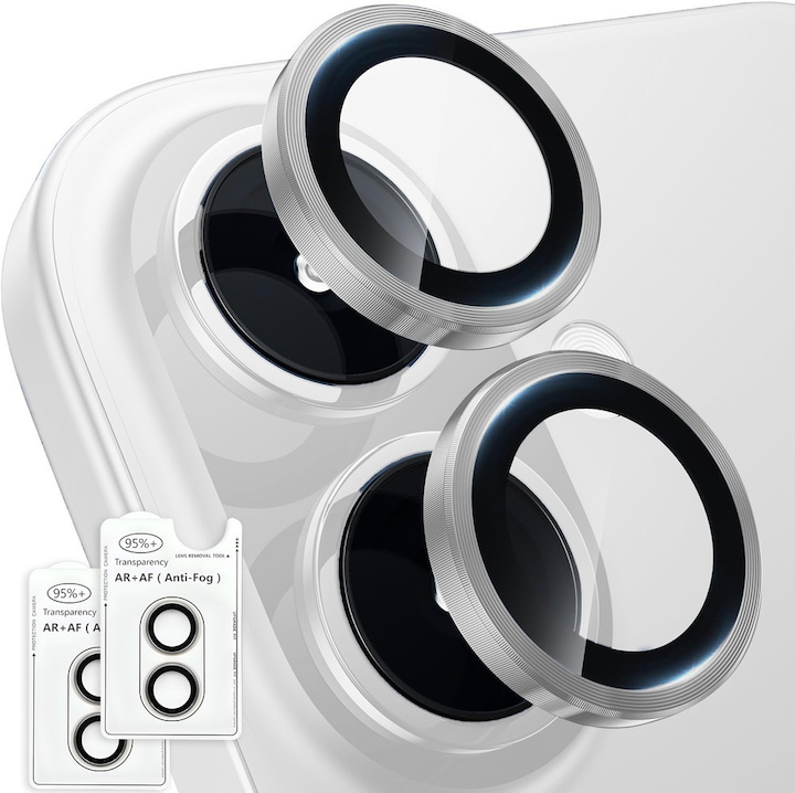 2x Folie protectie camera iPhone 17, 9H, transparent, set