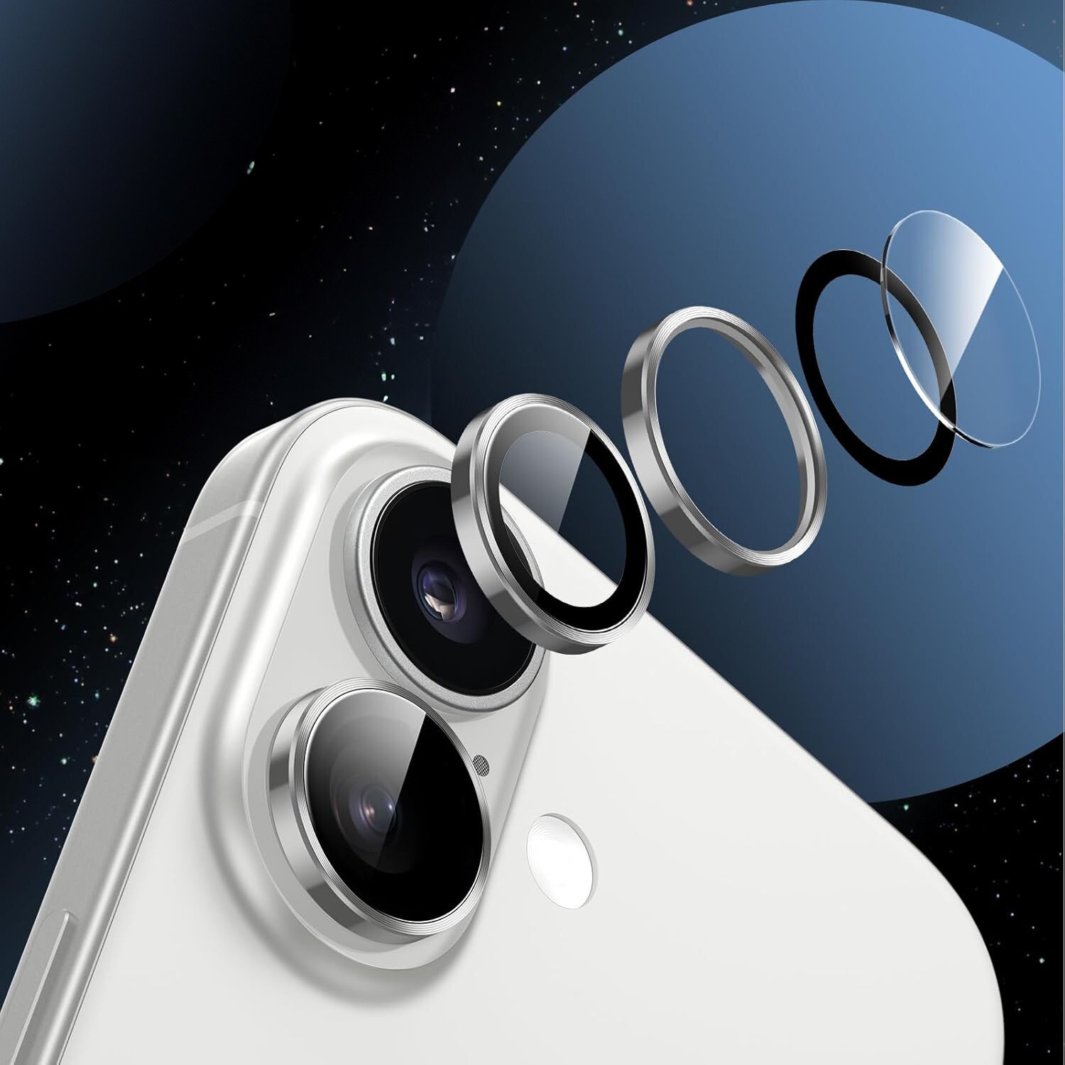 2x Folie protectie camera iPhone 17, 9H, transparent, set
