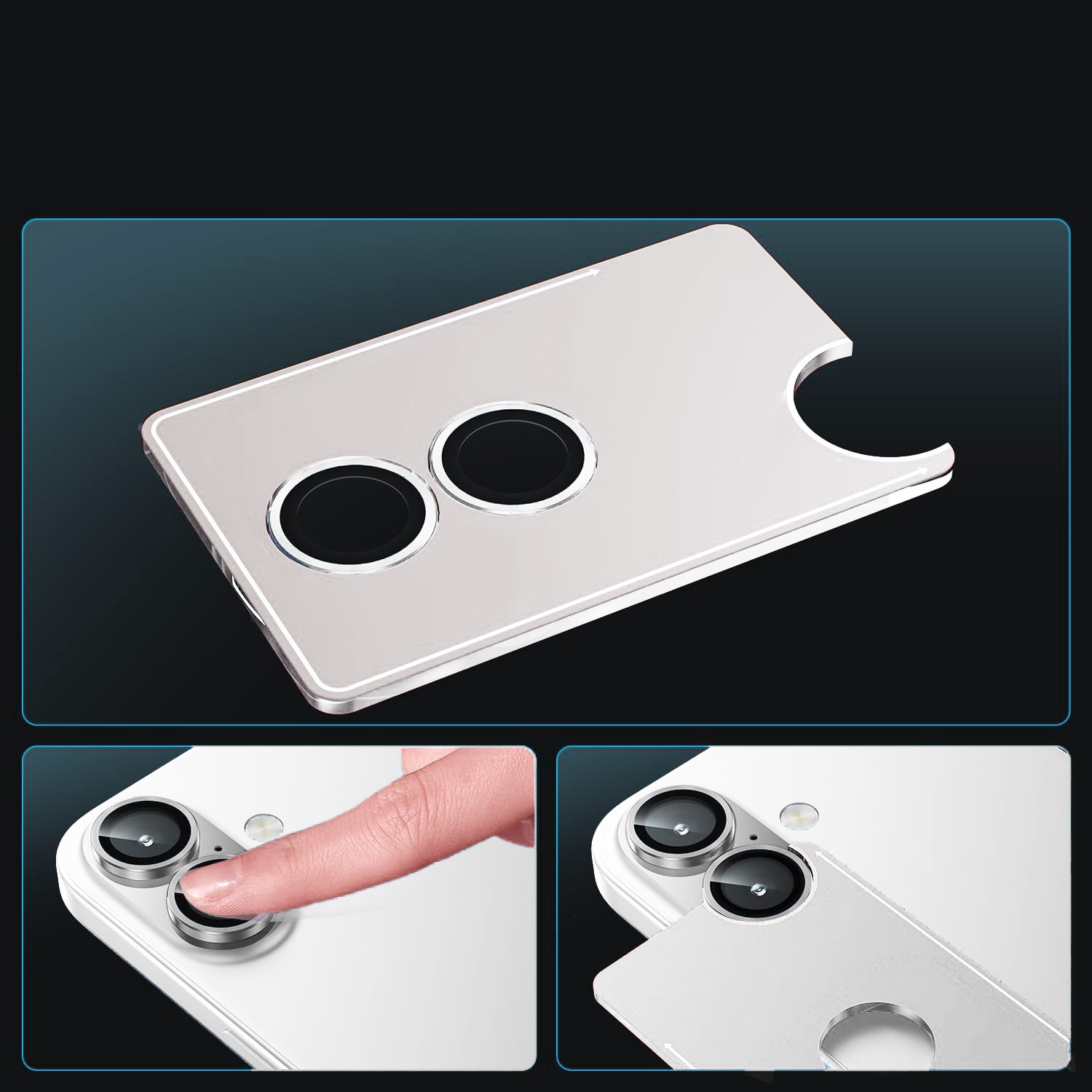 2x Folie protectie camera iPhone 17, 9H, transparent, set