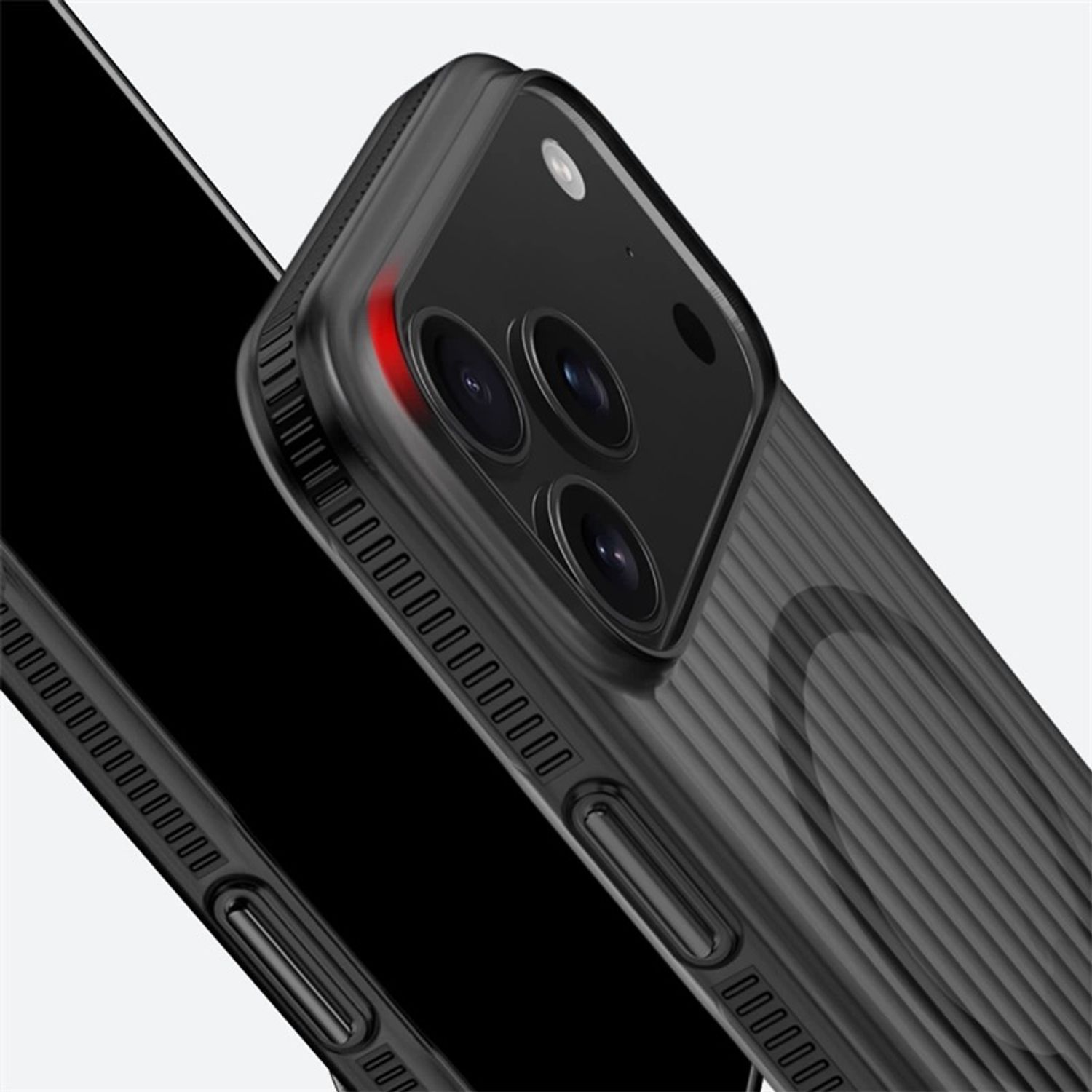 Husa pentru Apple iPhone 17 Pro Max, MagSafe, Slim si Usoara, Spate Mat Translucid, Textura Ondulata Antiderapanta, Negru