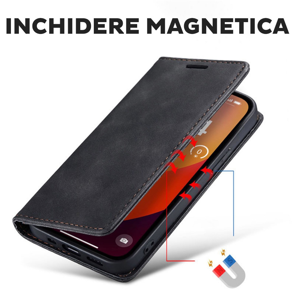 Husa pentru Honor Magic 8 Lite DaDen® Tip Carte, Confy Cover, Suport card, Functie de Stand si Inchidere Magnetica, Protectie Sporita, Piele ecologica, Negru