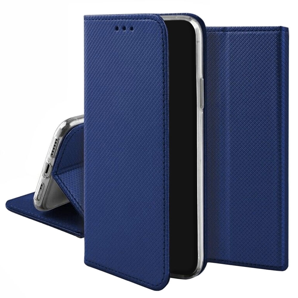Husa Flip din Piele compatibila cu Huawei Mate 20 Lite, Texture Design, Inchidere Magnetica, Smart Soft Close, Tip Carte, Buzunar Portofel, Albastru